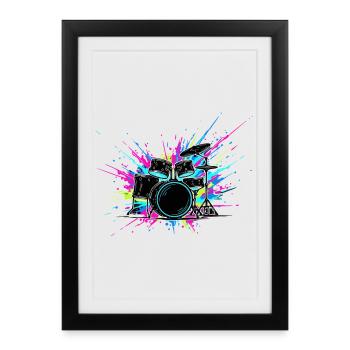 Des tambours colorés - Affiche encadrée (27 × 37 cm) - noir - Devant