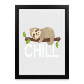 Paresseux relaxés sur branche, design relaxant - Affiche encadrée (27 × 37 cm) - noir - Devant