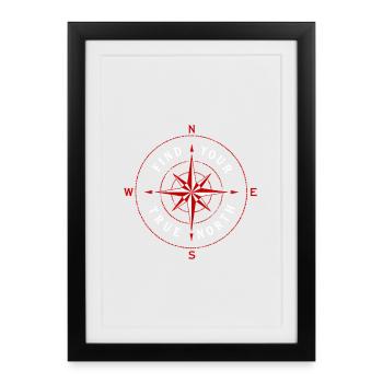 Trouvez votre véritable symbole de la rose des vents de la boussole nord - Affiche encadrée (27 × 37 cm) - noir - Devant