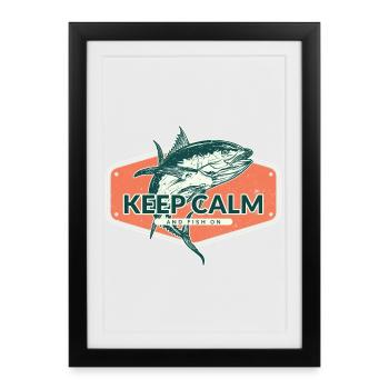 Reste calme et continue de pêcher - Affiche encadrée (27 × 37 cm) - noir - Devant