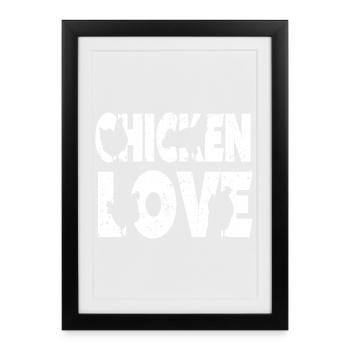 Fans de poulet - Coq - Coq - Poulet fleur - Bio - Affiche encadrée (27 × 37 cm) - noir - Devant