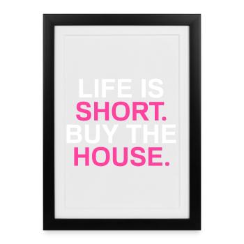 La vie est courte Agent immobilier drôle Agent immobilier - Affiche encadrée (27 × 37 cm) - noir - Devant