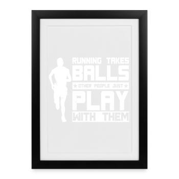 Marathon Runner Takes Balls Running - Gerahmtes Poster (27 × 37 cm) - Schwarz - Vorne