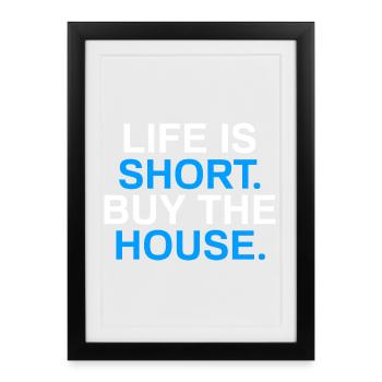 La vie est courte Agent immobilier drôle Agent immobilier - Affiche encadrée (27 × 37 cm) - noir - Devant