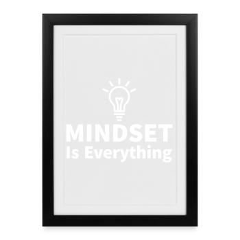 Mindset is everything Glühbirne Motivation Erfolg - Affiche encadrée (27 × 37 cm) - noir - Devant