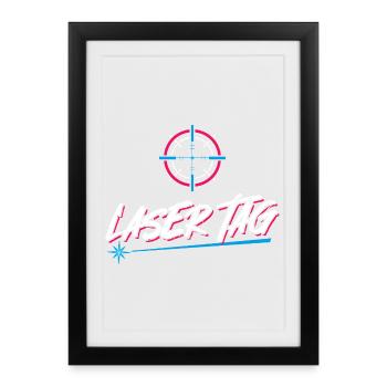 Design de jeu néon rétro laser tag - Affiche encadrée (27 × 37 cm) - noir - Devant