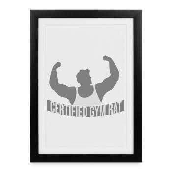 Diction drôle d’entraînement de fitness certifiée Gym Rat - Affiche encadrée (27 × 37 cm) - noir - Devant