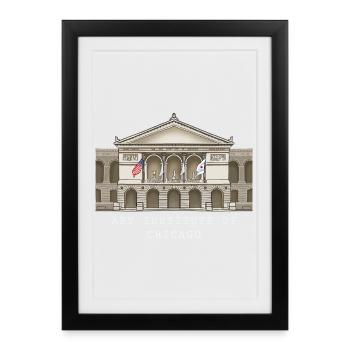 Chicago, hand-drawn art museum - Framed poster (27 × 37 cm) - black - Front