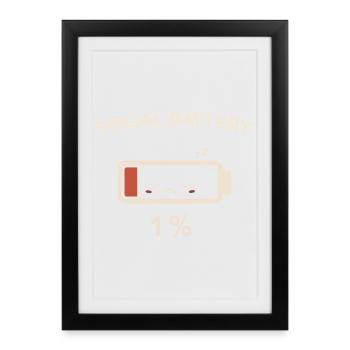 Social Battery 1% - Framed poster (27 × 37 cm) - black - Front