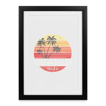 Mode de vacances Palmiers rétro, Sunset Beach - Affiche encadrée (27 × 37 cm) - noir - Devant