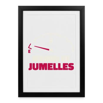 Maman de Jumelles Jauge Essence Humour Fatigue - Affiche encadrée (27 × 37 cm) - noir - Devant