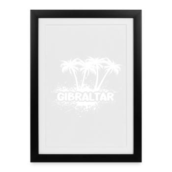 Gibraltar Palm Trees Splash Logo - Framed poster (27 × 37 cm) - black - Front