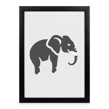 Silhouette d’éléphant Animal Afrique - Affiche encadrée (27 × 37 cm) - noir - Devant