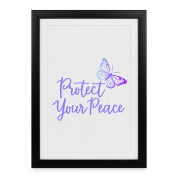 Protégez votre paix papillon paix intérieure - Affiche encadrée (27 × 37 cm) - noir - Devant