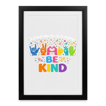 Be Kind Sign Language Inclusive - Framed poster (27 × 37 cm) - black - Front