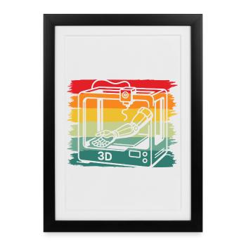 Retro Vintage 3D Printer Robotic Arm Maker - Framed poster (27 × 37 cm) - black - Front