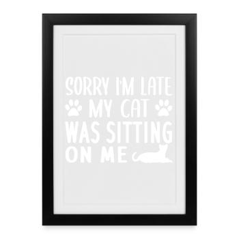 Regretté Cat Sitter Humour Tee - Affiche encadrée (27 × 37 cm) - noir - Devant