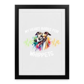 Greyhound Heartline - Affiche encadrée (27 × 37 cm) - noir - Devant