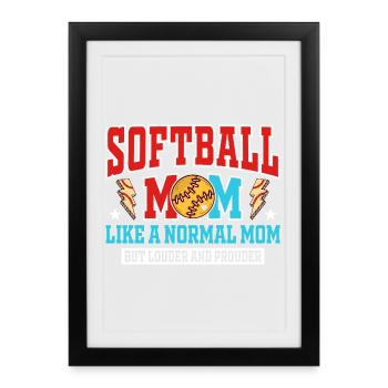 Maman de softball plus forte et fière - Affiche encadrée (27 × 37 cm) - noir - Devant