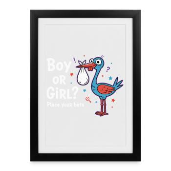Révélation du sexe : garçon ou fille, faites vos mises bébé - Affiche encadrée (27 × 37 cm) - noir - Devant