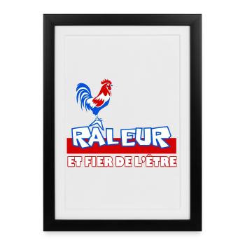 Râleur Fier de l’être Coq Logo - Affiche encadrée (27 × 37 cm) - noir - Devant