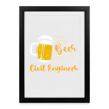 Civil Engineer Construction Site Construction Worker - Framed poster (27 × 37 cm) - black - Front