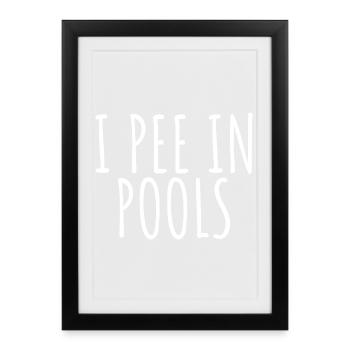 Vérité au bord de la piscine Texte dessiné à la main - Affiche encadrée (27 × 37 cm) - noir - Devant