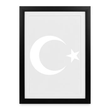Drapeau turc noir - Affiche encadrée (27 × 37 cm) - noir - Devant