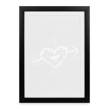 coeur avec une flèche de gouttes d'eau - Affiche encadrée (27 × 37 cm) - noir - Devant