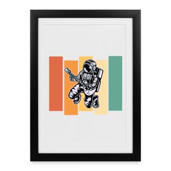 Cadeau rock and roll d'astronaute guitariste - Affiche encadrée (27 × 37 cm) - noir - Devant