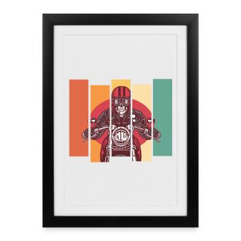 Crâne de moto vintage - Affiche encadrée (27 × 37 cm) - noir - Devant