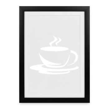 café café icône café illustration tasse - Affiche encadrée (27 × 37 cm) - noir - Devant