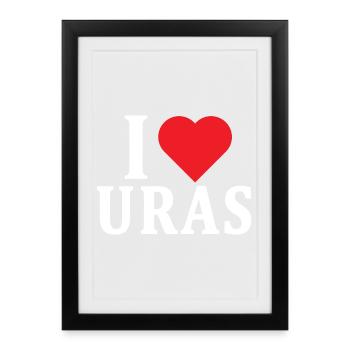t-shirt I love Uras t-shirt Sardinia gift idea - Framed poster (27 × 37 cm) - black - Front
