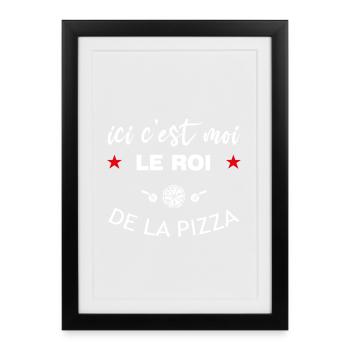 Humour Pizza Roi T-shirt - Affiche encadrée (27 × 37 cm) - noir - Devant