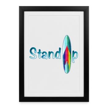 Lettrage de pagaie debout avec paddle board - Affiche encadrée (27 × 37 cm) - noir - Devant