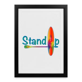 Lettrage de pagaie debout avec paddle board - Affiche encadrée (27 × 37 cm) - noir - Devant