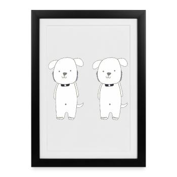 frères chiens - Affiche encadrée (27 × 37 cm) - noir - Devant
