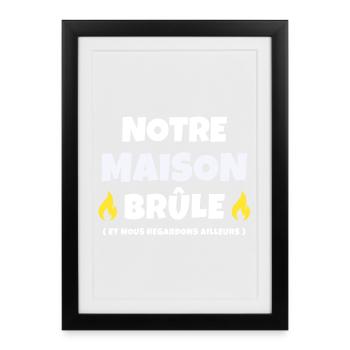 incendie, réchauffement climatique, mégafeu - Affiche encadrée (27 × 37 cm) - noir - Devant