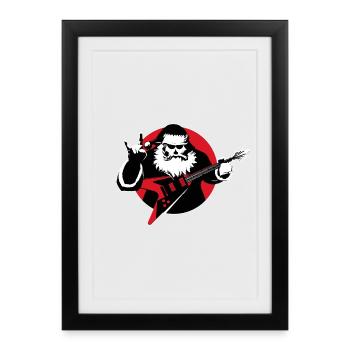 Père Noël Heavy Metal - Affiche encadrée (27 × 37 cm) - noir - Devant
