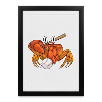 Crab Baseball Baseball Bat - Framed poster (27 × 37 cm) - black - Front