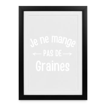 végétarien, végan, végane humour - Affiche encadrée (27 × 37 cm) - noir - Devant