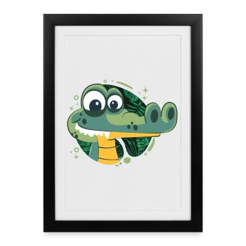 Alligator d’anniversaire vif! - Affiche encadrée (27 × 37 cm) - noir - Devant