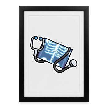 Logo Radiologie Manip Radio Radiologue Radiologie - Affiche encadrée (27 × 37 cm) - noir - Devant