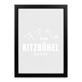 ski, station de ski, fan de ski - Affiche encadrée (27 × 37 cm) - noir - Devant