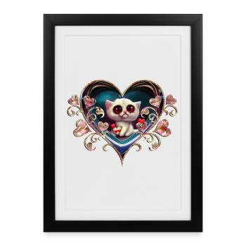 Valentine's kitten - Framed poster (27 × 37 cm) - black - Front