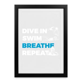 Plongée Natation Respiration Répétitive - Affiche encadrée (27 × 37 cm) - noir - Devant