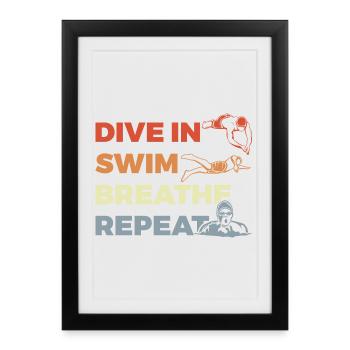 Daily routine for swimmers - Framed poster (27 × 37 cm) - black - Front