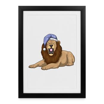 Leo Sleep Nightcap - Affiche encadrée (27 × 37 cm) - noir - Devant