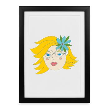 Fille d’été - Affiche encadrée (27 × 37 cm) - noir - Devant