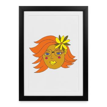 fille en été - Affiche encadrée (27 × 37 cm) - noir - Devant
